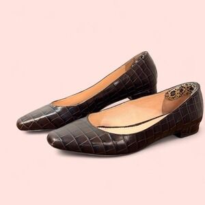 J.Crew Flats Shoes, Brown Croc Embossed Leather Sz 7.5 Workcore, Classic Preppy